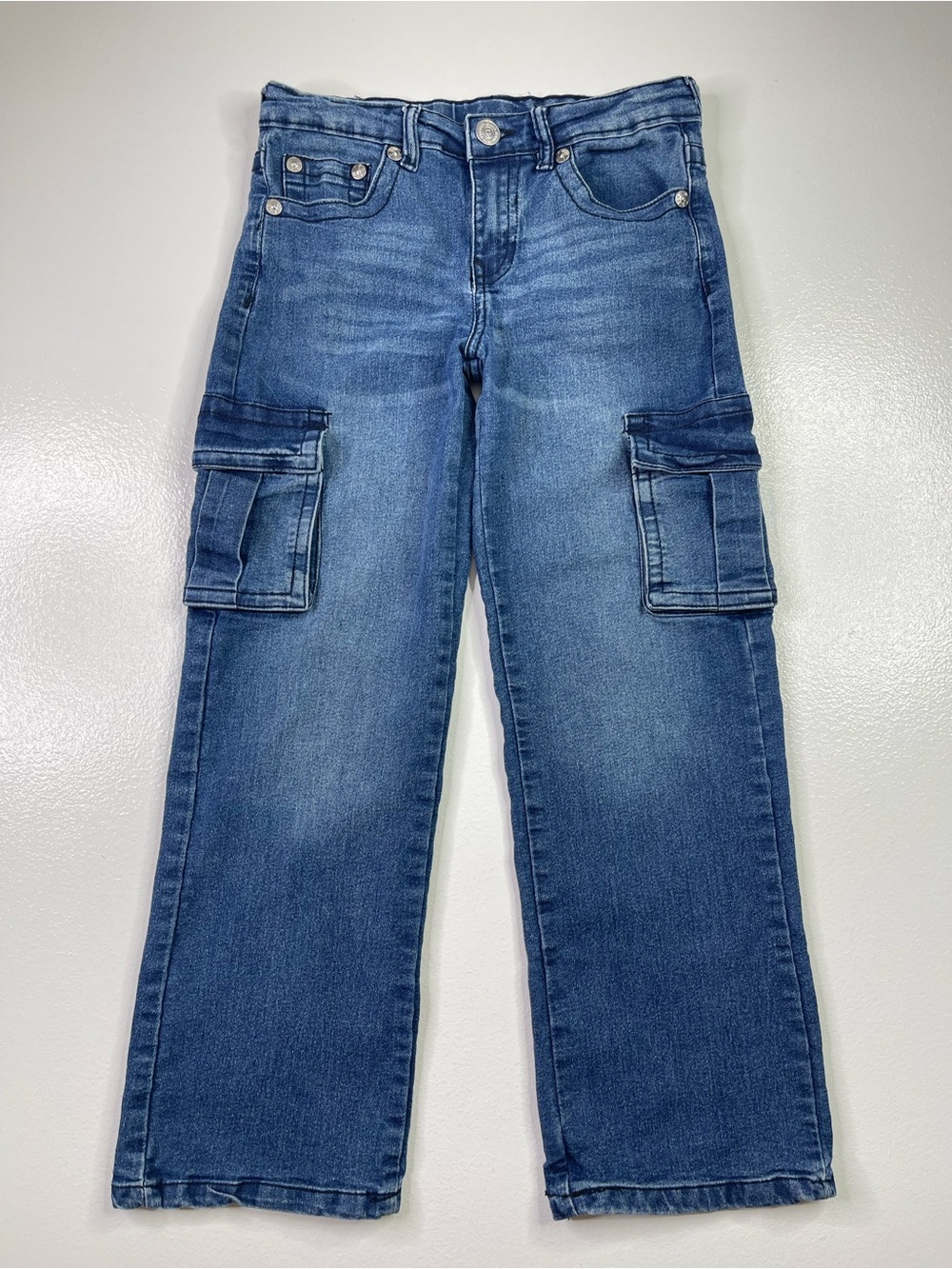 True Religion Kids Cargo Straight Leg Medium Wash Jeans Size M (10/12)